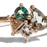 Custom Emerald and Champagne Diamond Cluster Ring