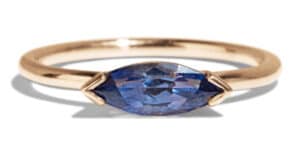 Custom Cut Blue Marquise Sapphire Ring