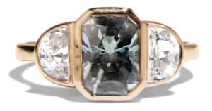 Custom Blue Green and White Sapphire Ring