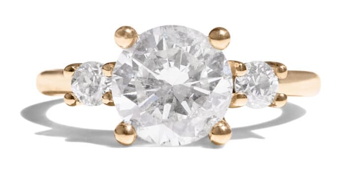Custom Three Stone Diamond Ring in 14kt Yellow Gold