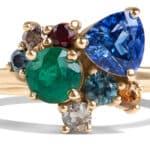 Custom Blue Sapphire and Emerald Cluster Ring