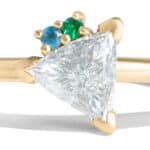 Custom Trillion Cut Diamond and Emerald Cluster Ring