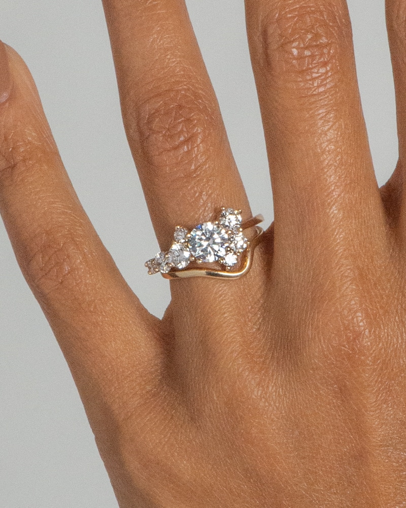 Burst Cluster Diamond Ring 2.0cts and Radial Band on figure