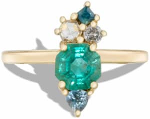 Vertical Octagonal Emerald Ring