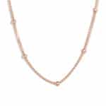 Beaded Curb Chain Necklace Rose Gold