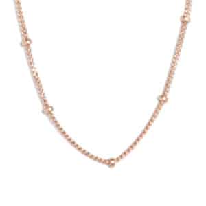 Beaded Curb Chain Necklace Rose Gold