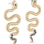 Serpent Emerald and Sapphire Earring Jackets Gold Vermeil
