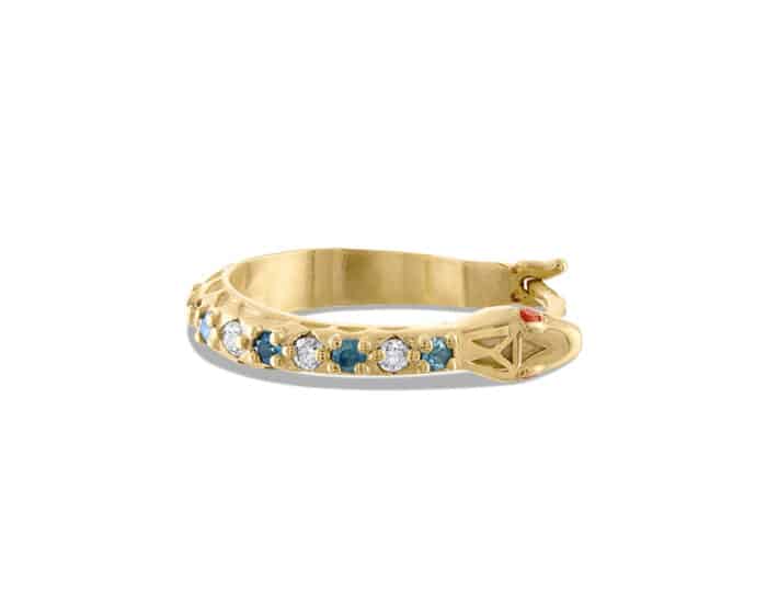 Serpent Diamond and Sapphire Hoops Yellow Gold - Image 3