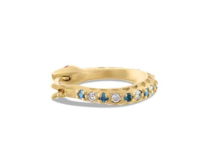 Serpent Diamond and Sapphire Hoops Yellow Gold - Image 2