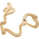 Serpent Emerald and Sapphire Bracelet Cuff Gold Vermeil