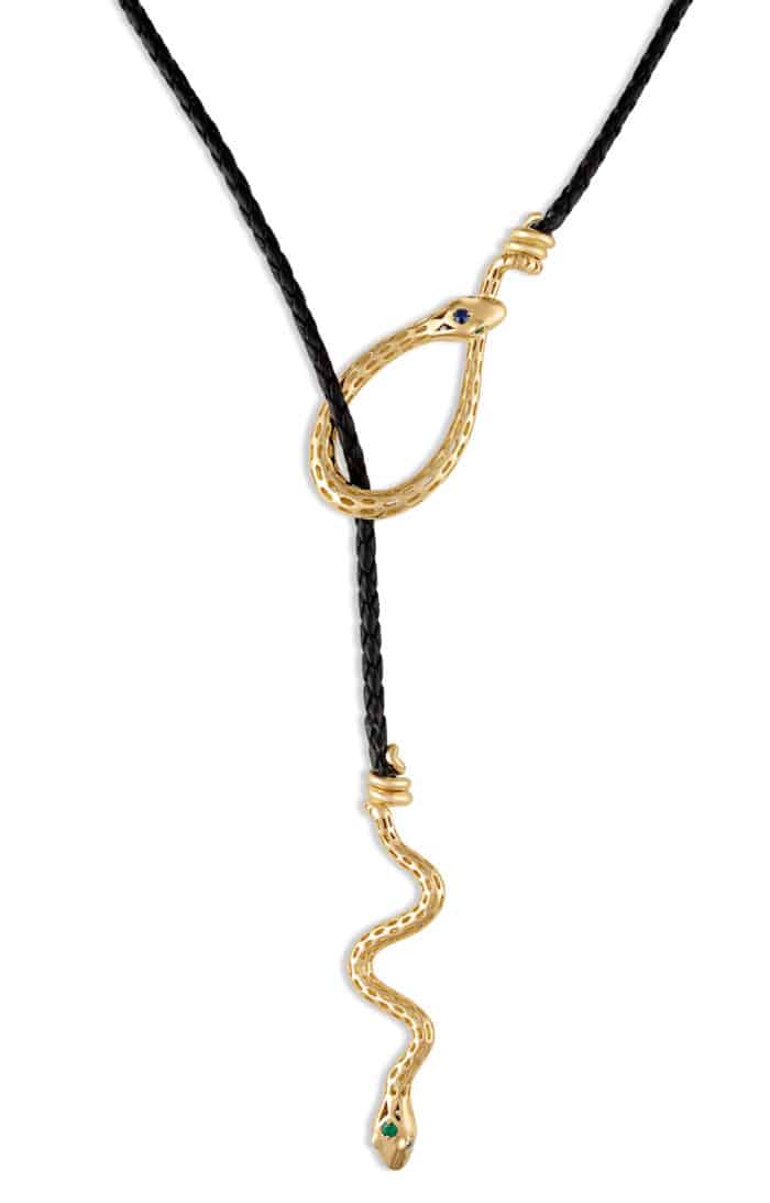 Serpent Emerald and Sapphire Lariat Gold Vermeil - Image 5