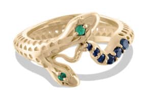 Serpent Emerald and Sapphire Ring