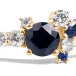 Custom Blue Sapphire and Diamond Cluster Ring