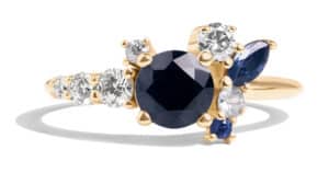 Custom Blue Sapphire and Diamond Cluster Ring