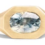 Custom Roman Blue Green Sapphire Signet Ring