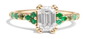 Custom Diamond and Emerald Cluster Ring