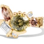 Custom Lime Green Sapphire with Andalusite Cluster Ring