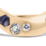 Custom Diamond and Sapphire Curved Band