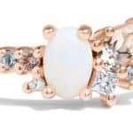 Custom Opal and Peach Sapphire Cluster Ring