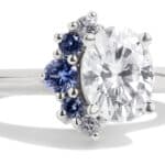 Custom Half Halo Moissanite and Sapphire Ring