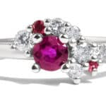 Custom Ruby and Diamond Cluster Ring
