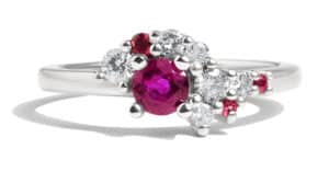 Custom Ruby and Diamond Cluster Ring