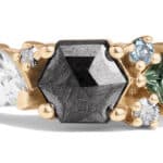 Custom Hex Cut Black Diamond Cluster Ring
