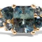 Custom Blue Green Sapphire Cluster Ring