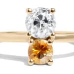 Custom Diamond and Peach Sapphire Ring