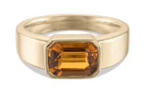 Allium Emerald Cut Golden Tourmaline Ring