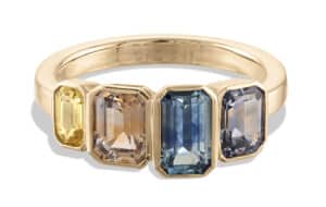 Linear Emerald Cut Sapphire Ring
