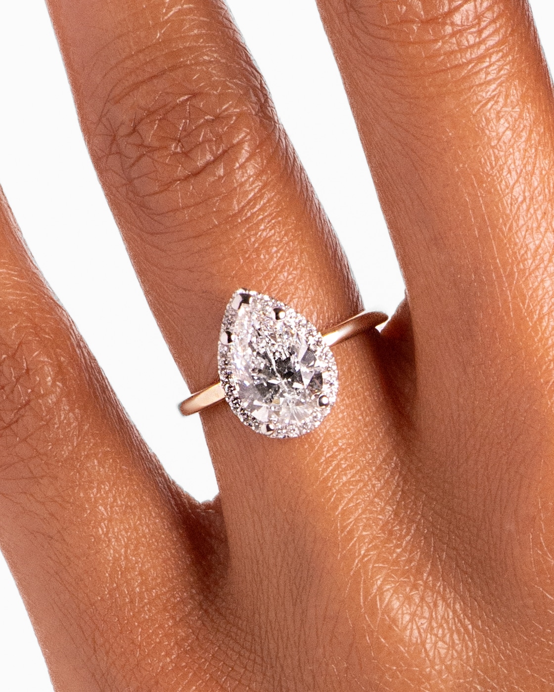 Custom Pear Cut Diamond Halo Ring