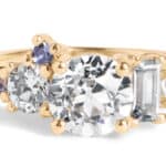 Custom Diamond and Blue Green Sapphire Cluster Ring