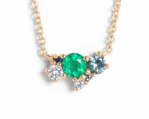 Custom Emerald and Sapphire Cluster Necklace