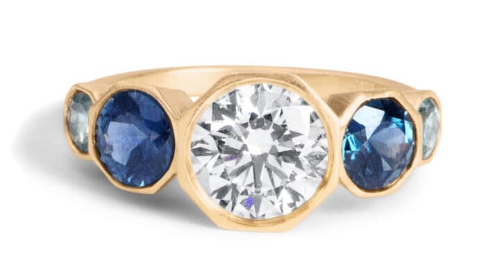 Custom Diamond and Blue Sapphire Ring