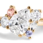 Custom Pear Cut Diamond and Sky Blue Cluster Ring