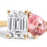 Custom Diamond and Pink Sapphire Toi Et Moi Ring