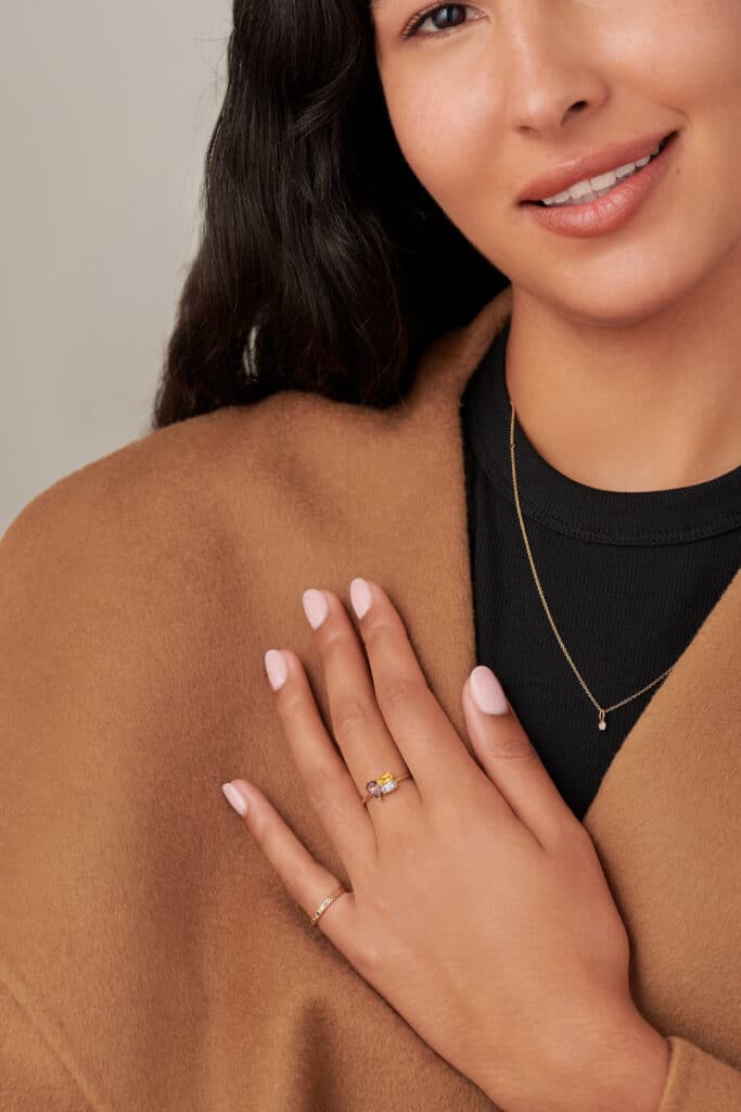Charta Cluster Sapphire with Zircon Ring on figure