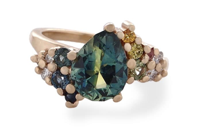 Custom Bi-Color Sapphire Cluster Ring