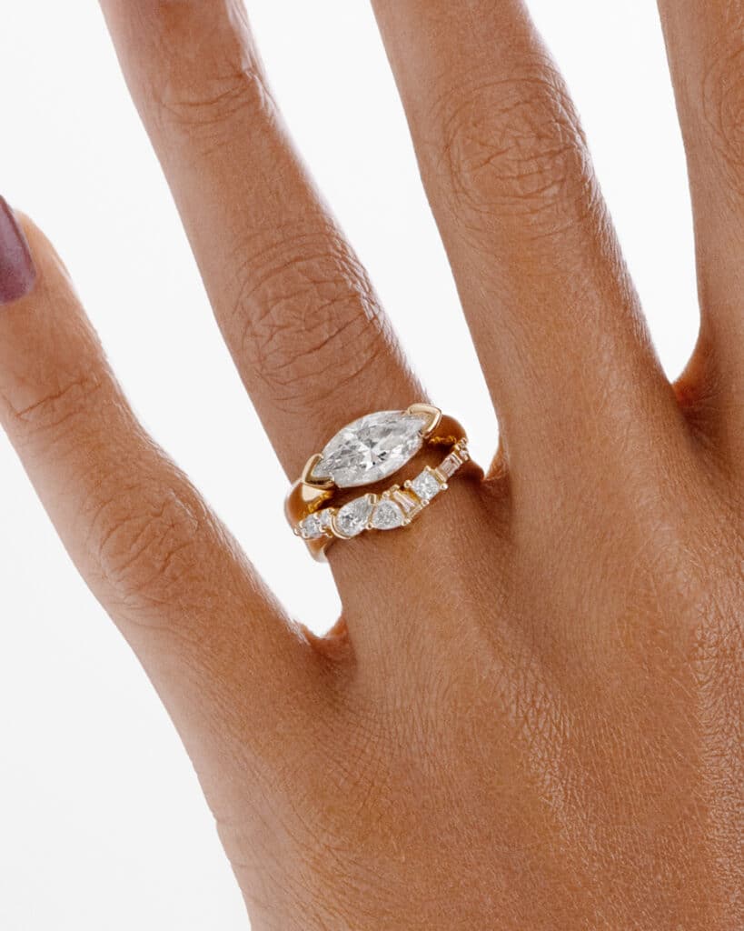 Fusion Diamond Band with Nikko Marquise Cut Diamond Ring 2.0ct on Figure