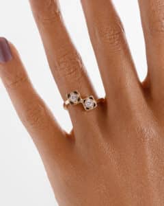 Senna Diamond Toi et Moi Black Enamel Ring on figure