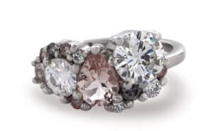 Custom Diamond and Morganite Cluster Ring