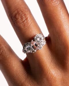 Custom Diamond and Morganite Cluster Ring on figure