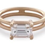 Custom Double Band Emerald Cut Diamond Ring
