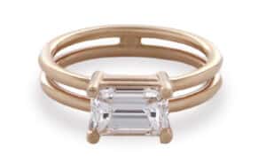 Custom Double Band Emerald Cut Diamond Ring