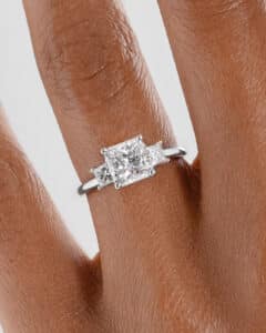 Custom Radiant Cut Diamond Ring on figure