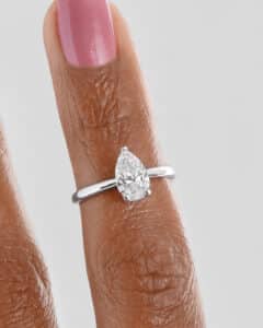 Custom Pear Cut Diamond Ring on figure