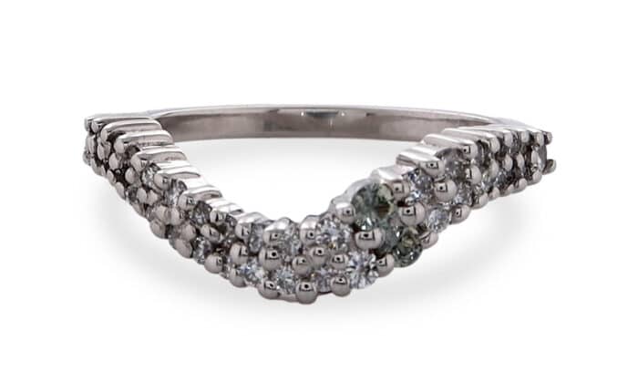 Custom Sea Foam Sapphire and Diamond Curved Band