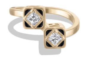 Senna Diamond Toi et Moi Black Enamel Ring