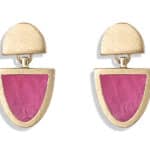 Shield Ruby Slice Earrings Yellow Gold